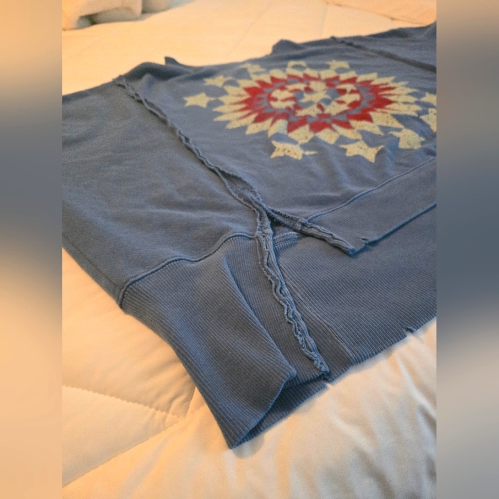 NWOT Free People Graphic Camden Ink Blue Combo - Picture 12 of 12